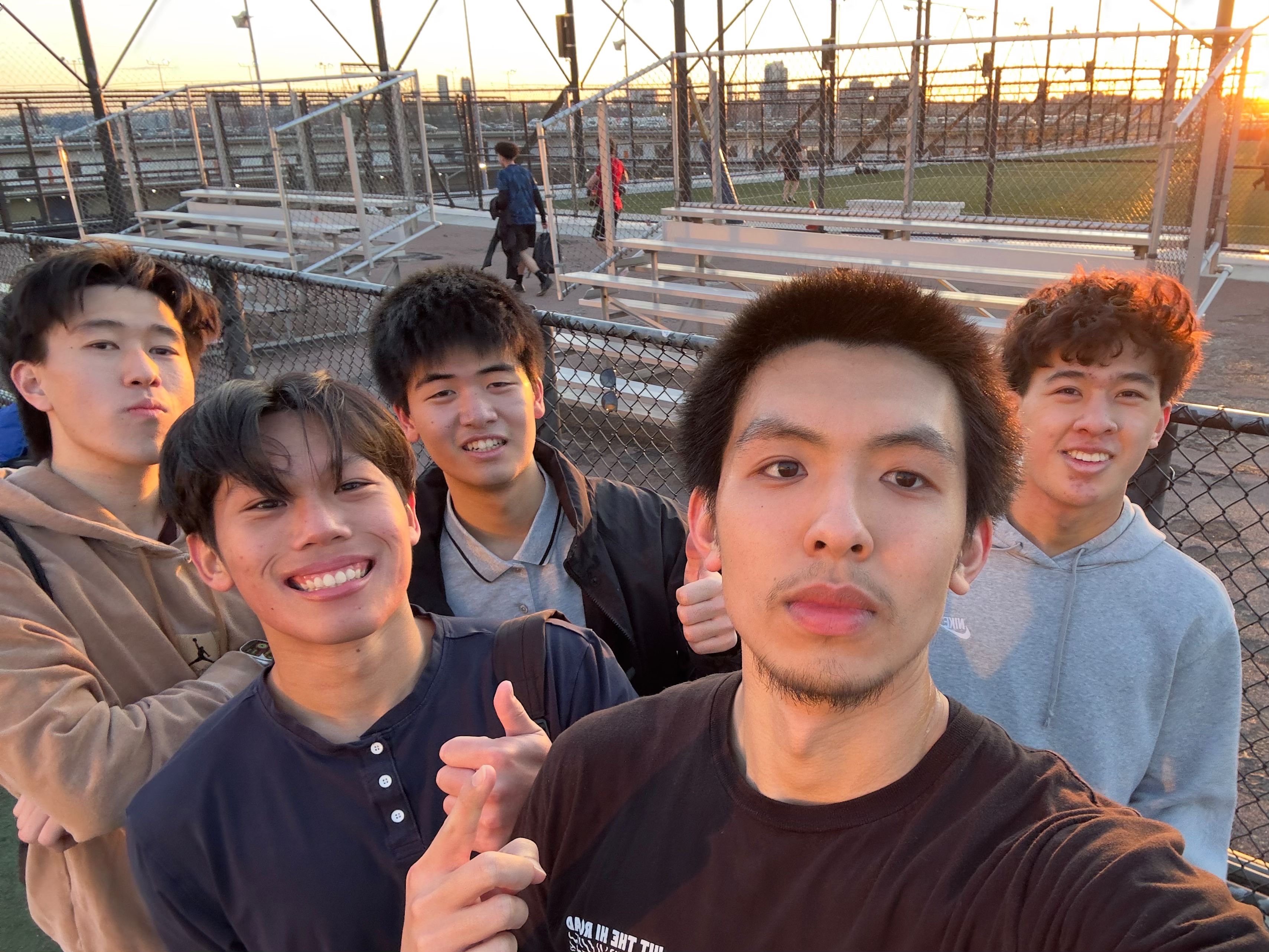 Playing soccer with friends